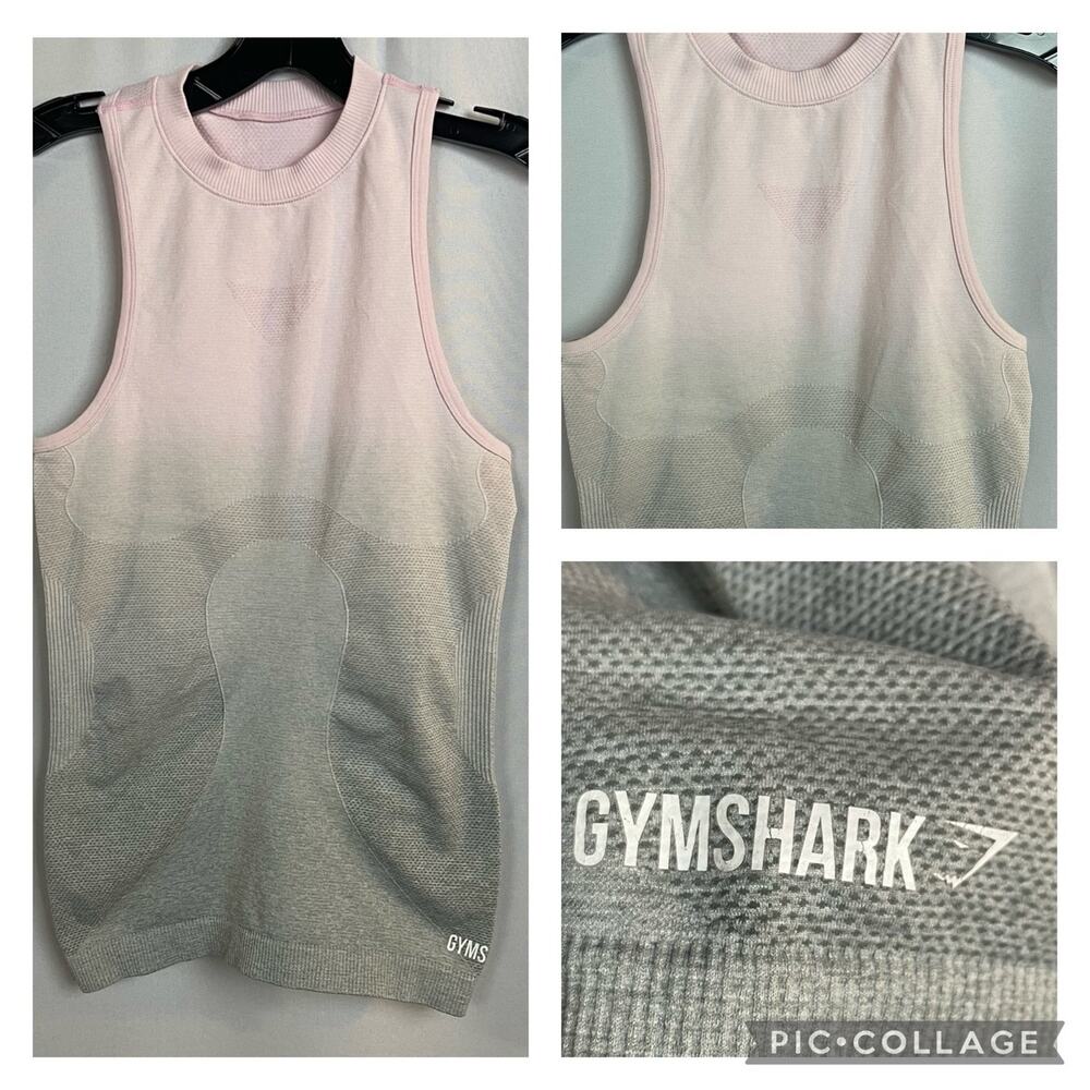 Gymshark Womens Seamless Vest Tank top Sleeveless Pink/Gray NO Size Tag